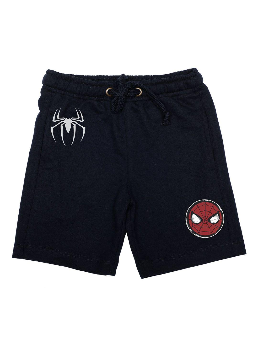 marvel by wear your mind boys navy blue spiderman printed regular fit regular shorts