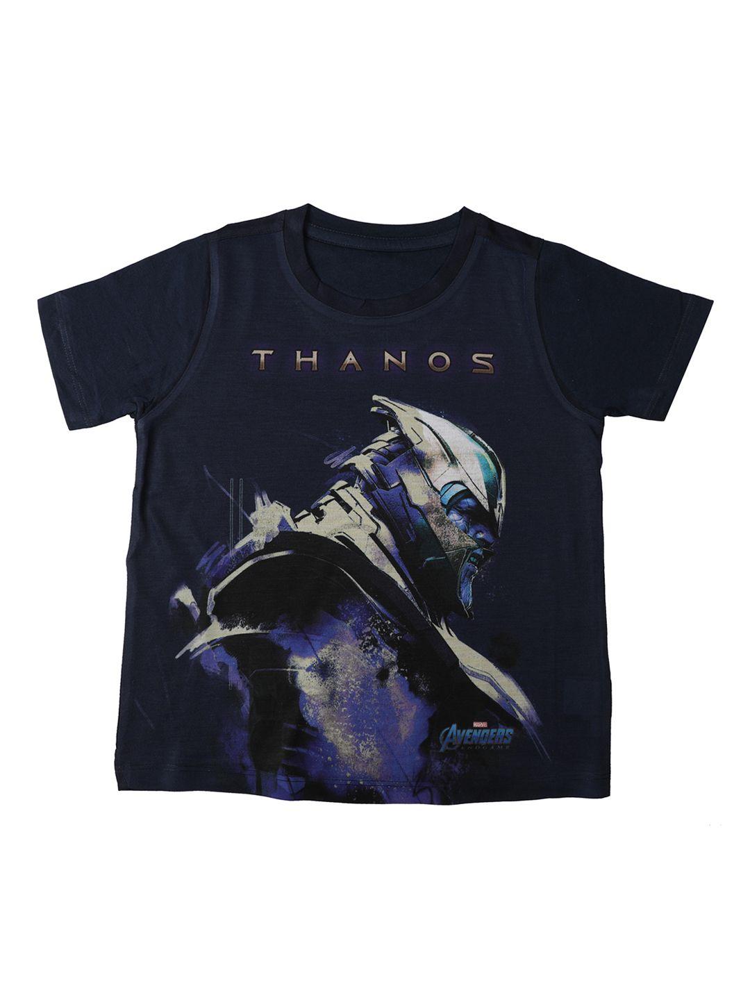 marvel by wear your mind boys navy blue thanos printed round neck t-shirt