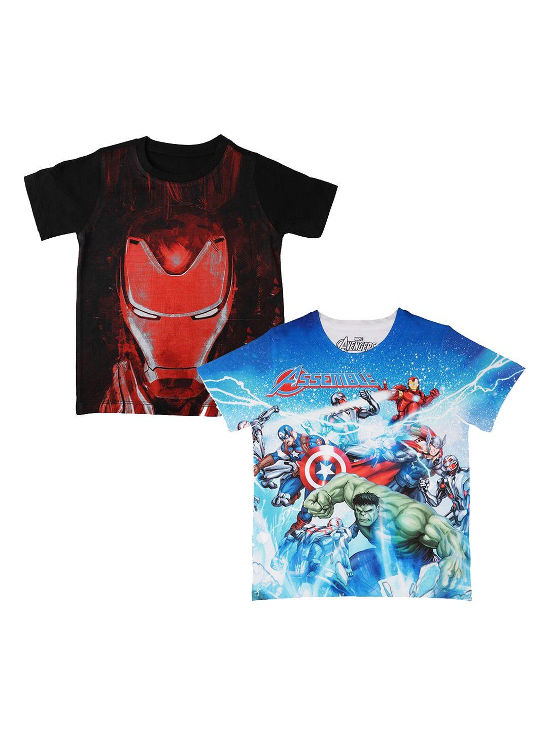 marvel by wear your mind boys pack of 2 avengers printed round neck t-shirts