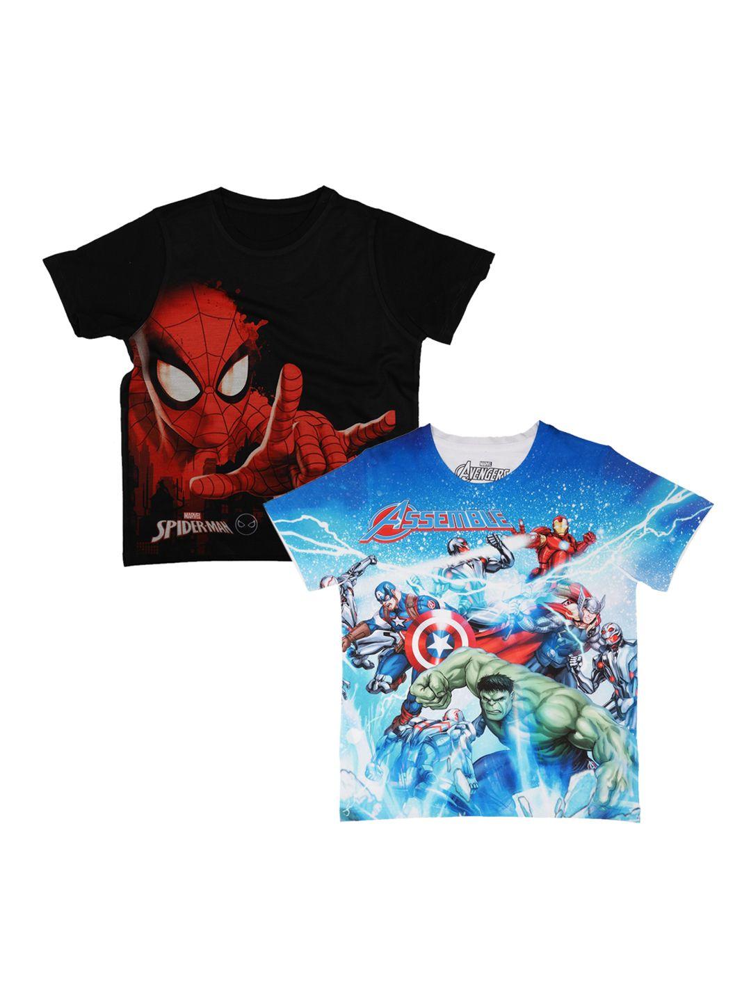 marvel by wear your mind boys pack of 2 spiderman printed round neck t-shirts