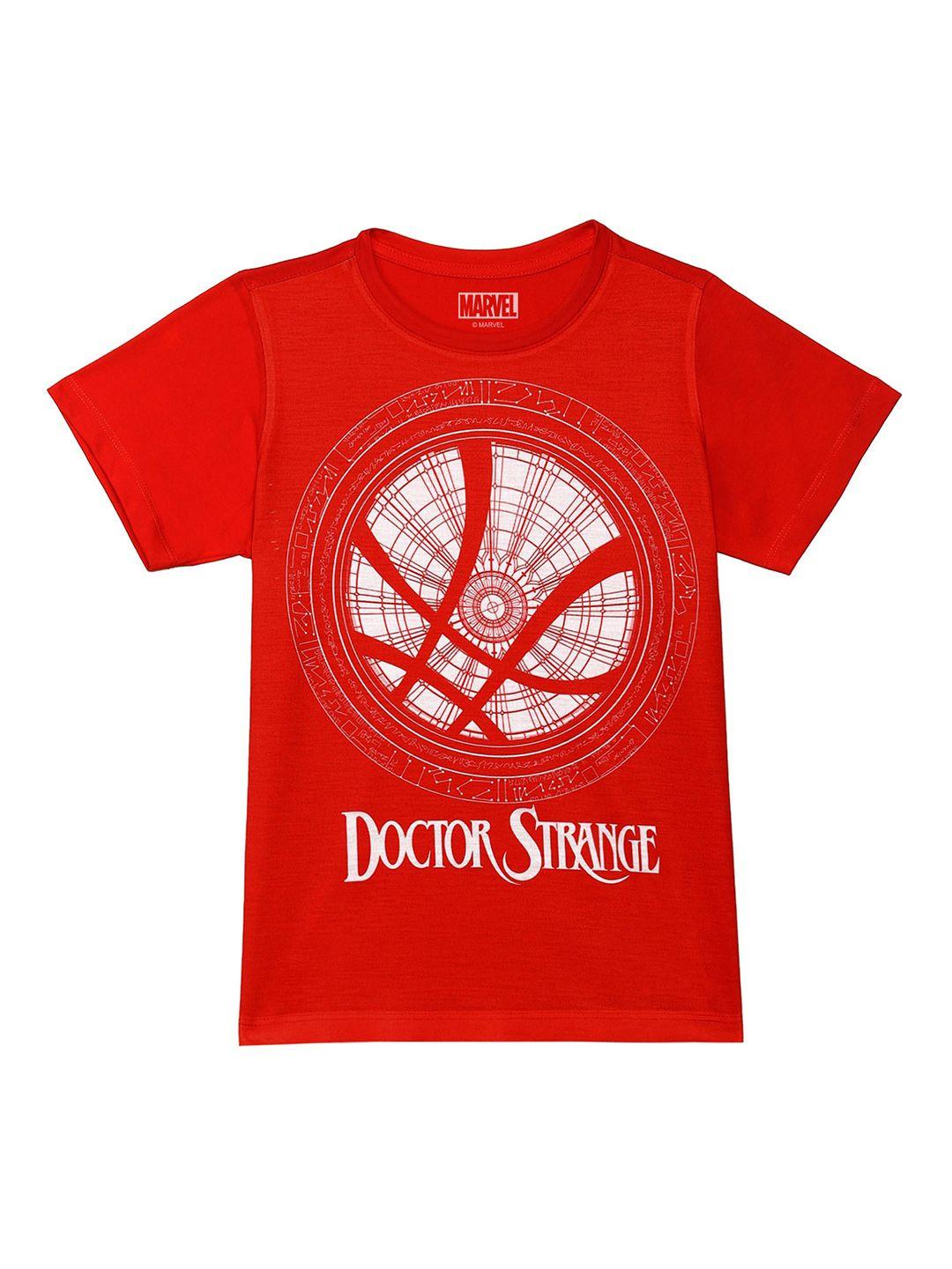marvel by wear your mind boys red & white doctor strange printed t-shirt