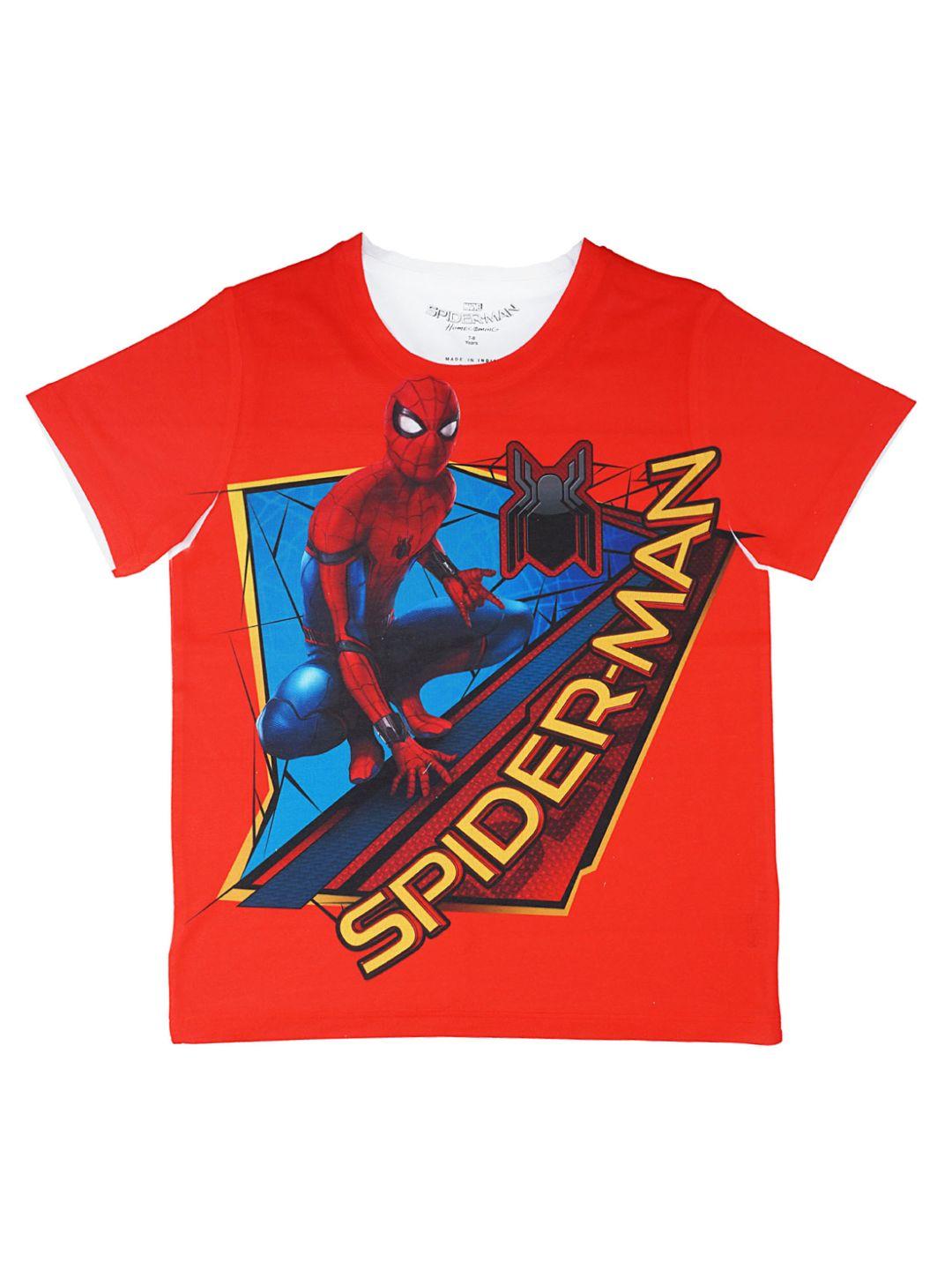 marvel by wear your mind boys red & white printed round neck t-shirt