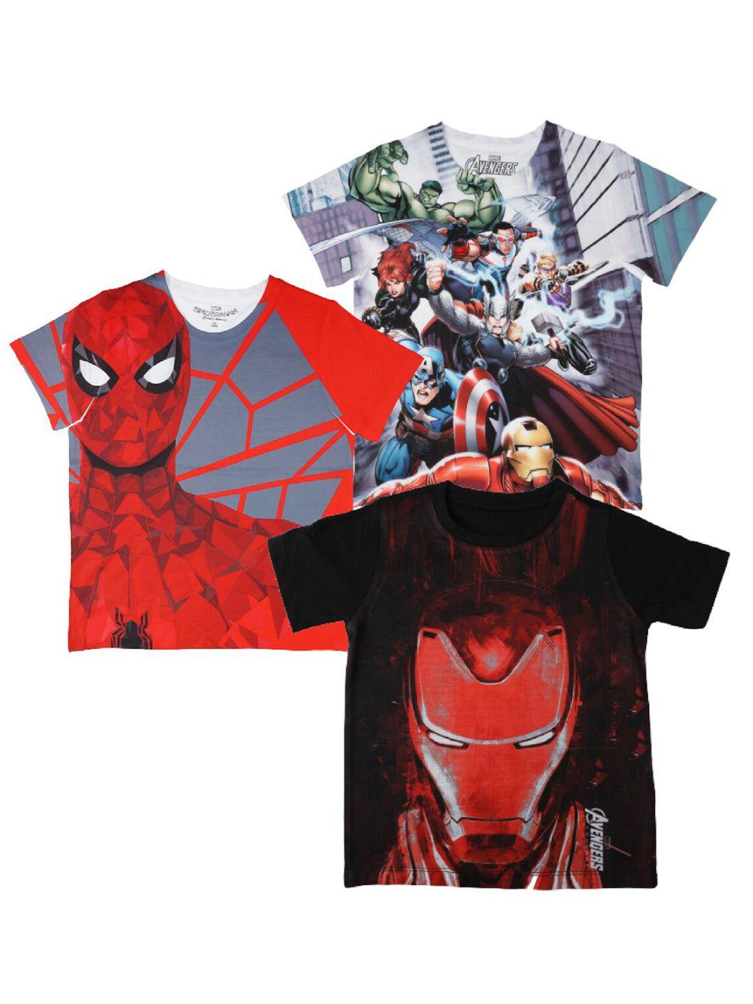 marvel by wear your mind boys red 3 printed t-shirt