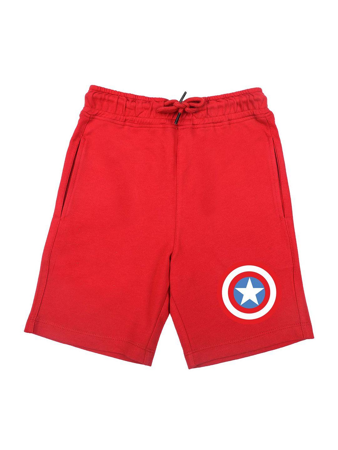 marvel by wear your mind boys red graphic print shorts