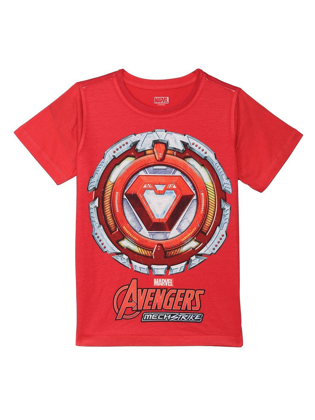marvel by wear your mind boys red iron man printed t-shirt