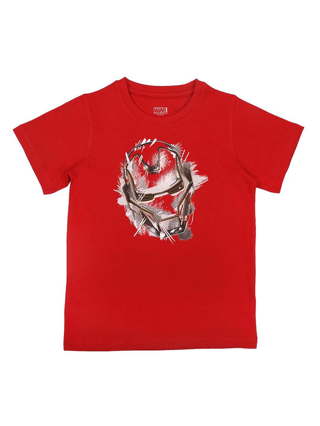 marvel by wear your mind boys red printed v-neck t-shirt