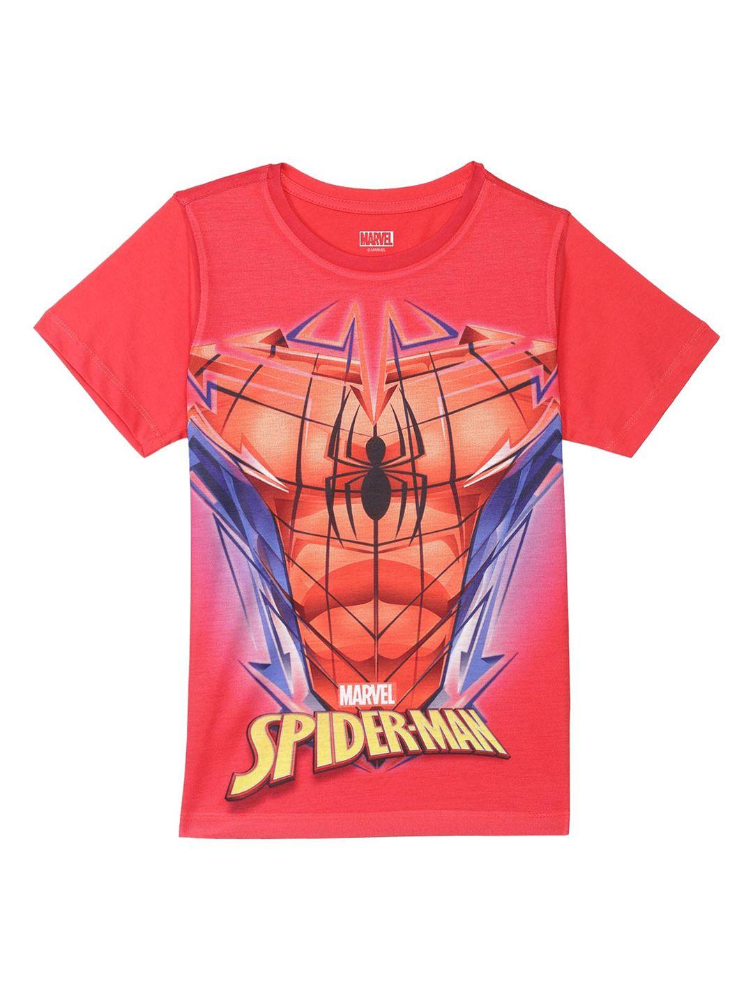 marvel by wear your mind boys red spiderman printed t-shirt