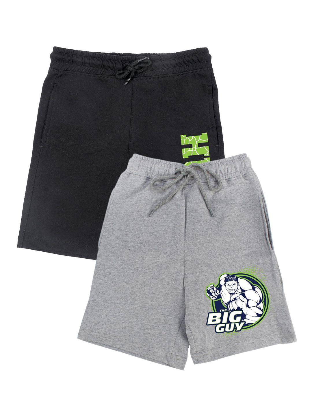 marvel by wear your mind boys set of 2 grey printed hulk shorts