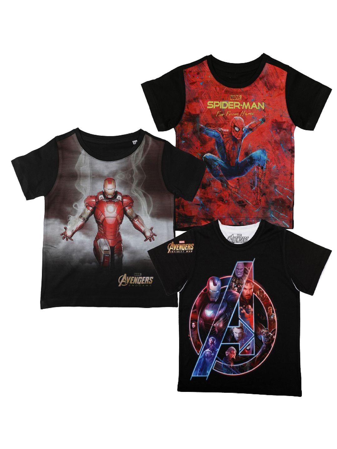 marvel by wear your mind boys set of 3 red printed t-shirt
