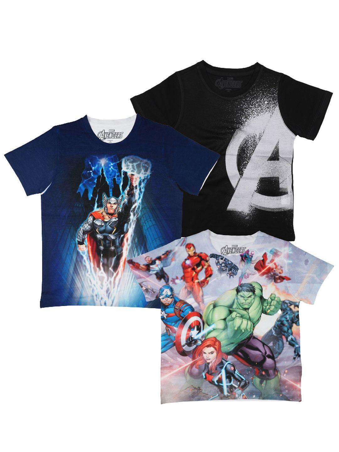 marvel by wear your mind boys white & vampire black 3 printed t-shirt