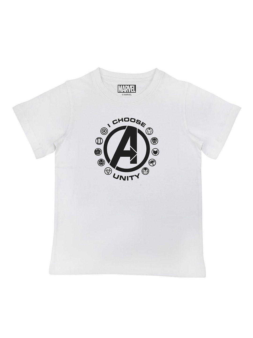 marvel by wear your mind boys white   high neck raw edge t-shirt