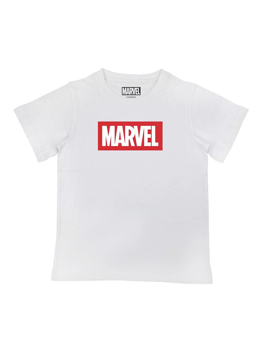 marvel by wear your mind boys white marvel printed t-shirt