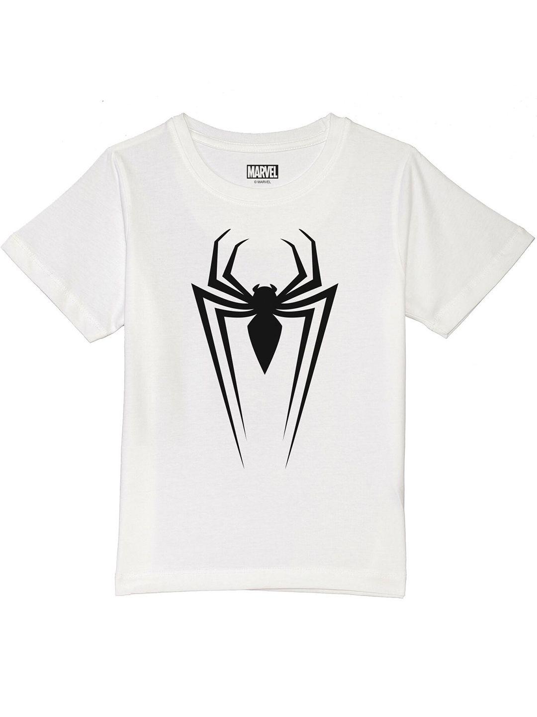 marvel by wear your mind boys white printed raw edge t-shirt