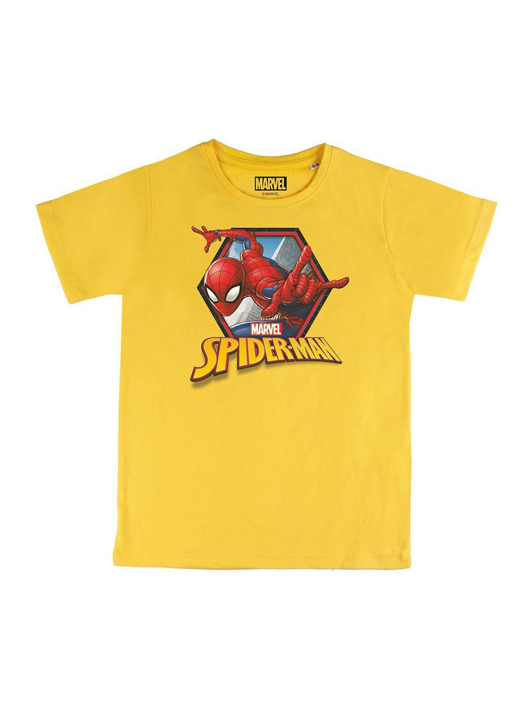 marvel by wear your mind boys yellow printed t-shirt