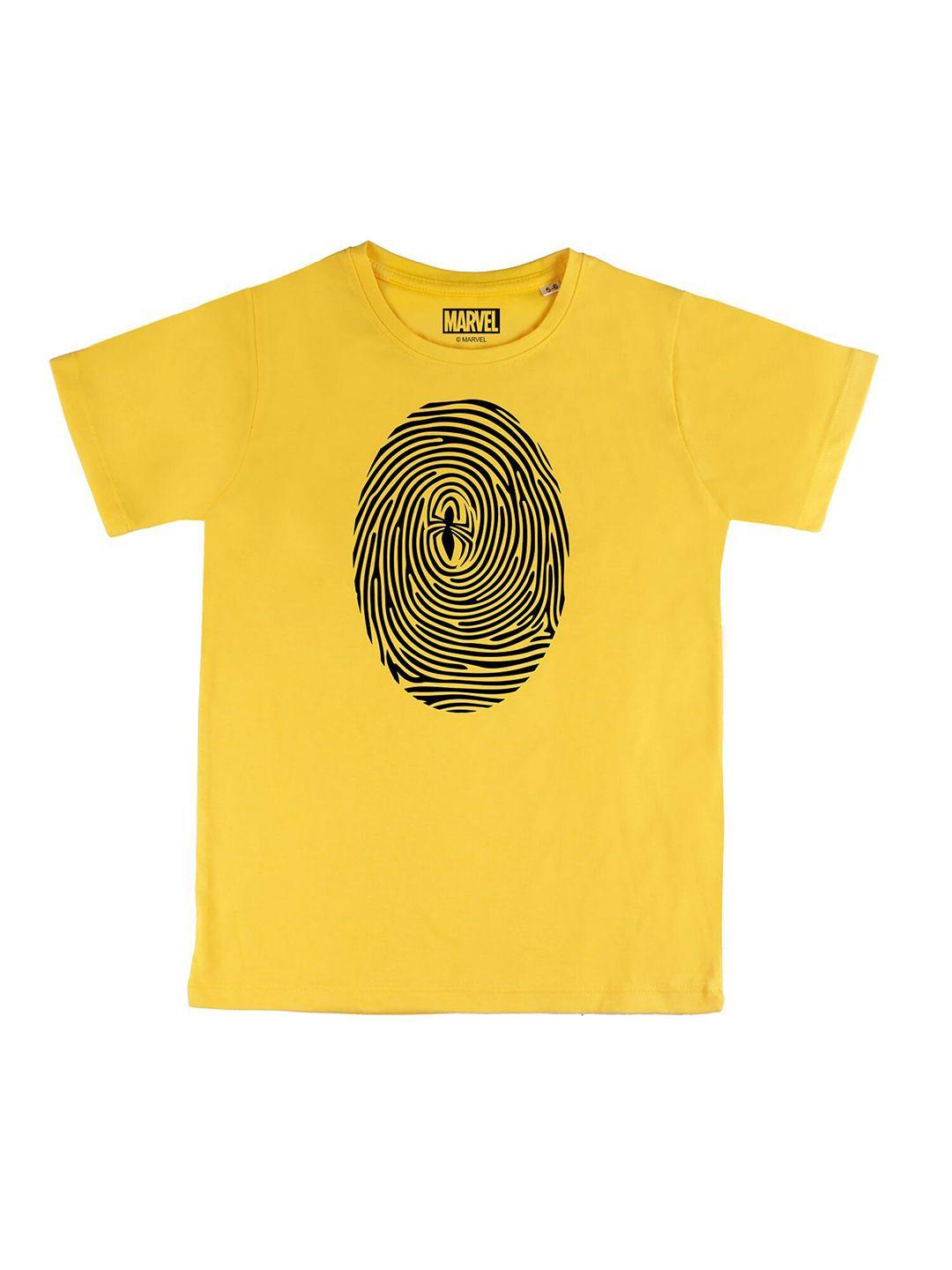 marvel by wear your mind boys yellow printed t-shirt