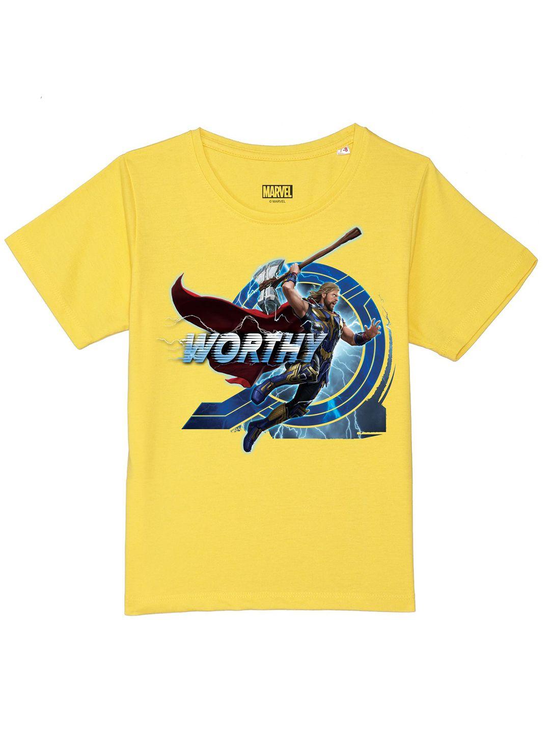 marvel by wear your mind boys yellow t-shirt