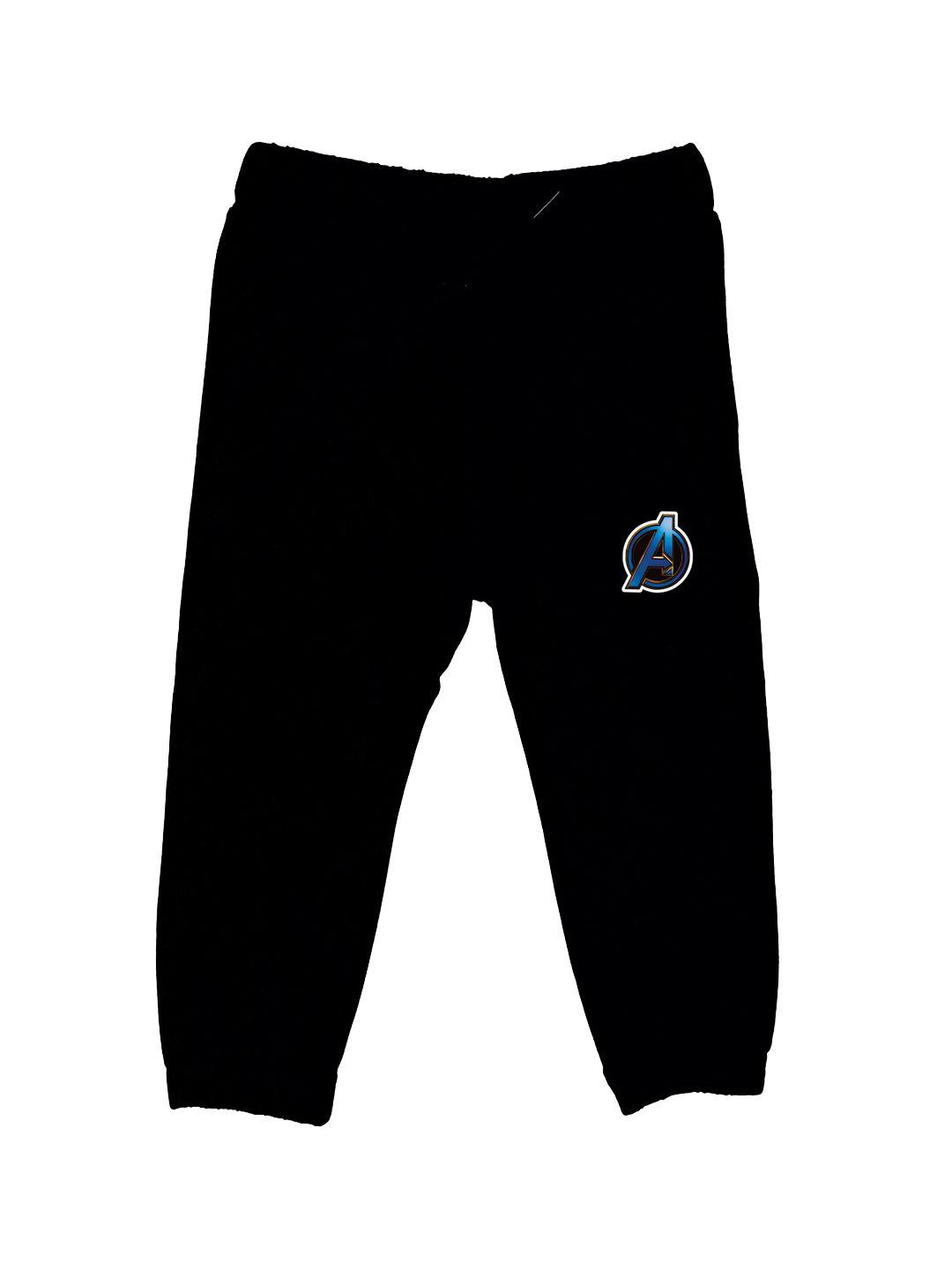 marvel by wear your mind kids black solid pure cotton joggers
