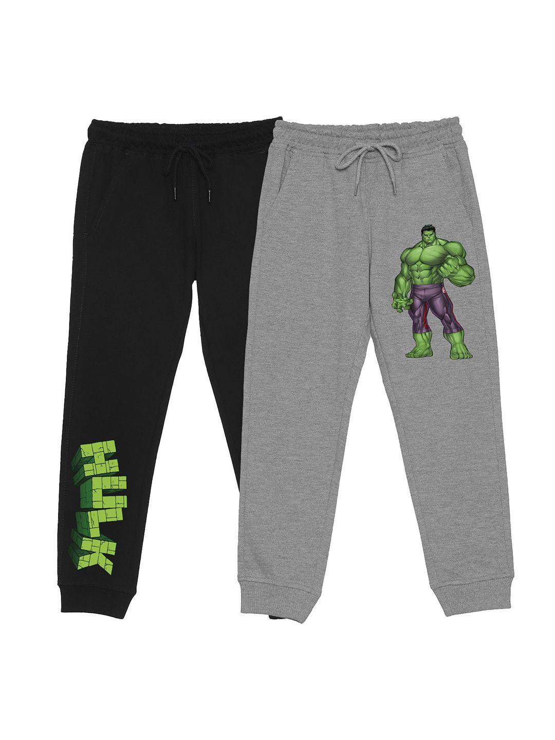 marvel by wear your mind kids pack of 2 hulk printed cotton joggers