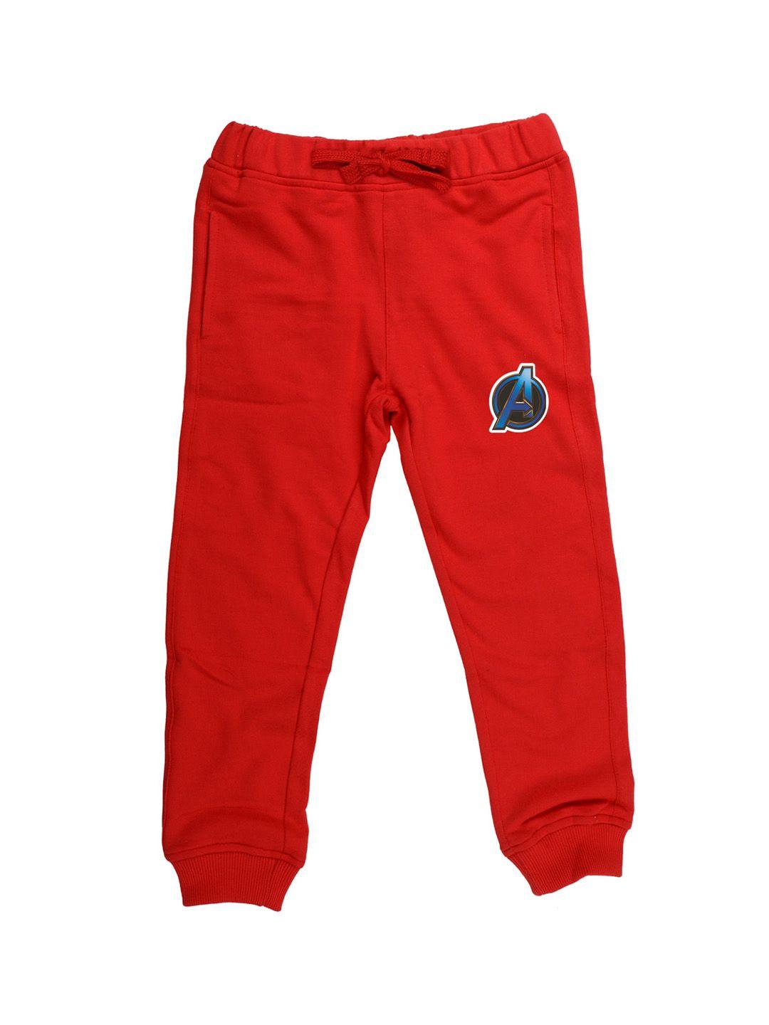 marvel by wear your mind kids red solid pure cotton joggers