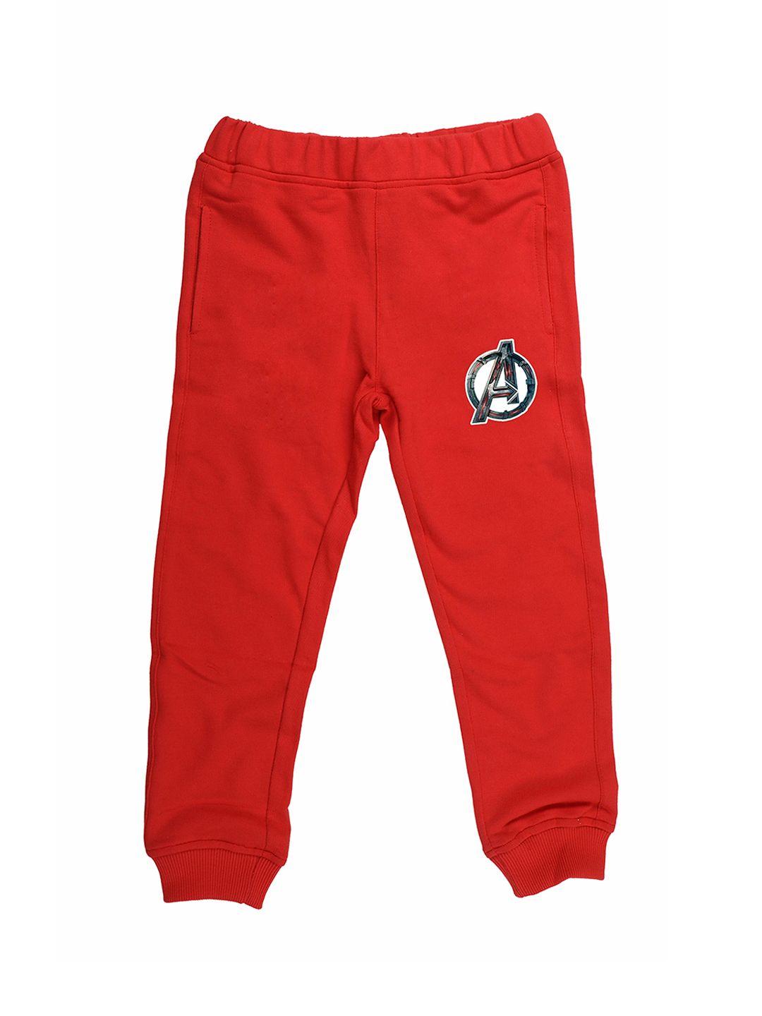 marvel by wear your mind kids red solid slim fit joggers