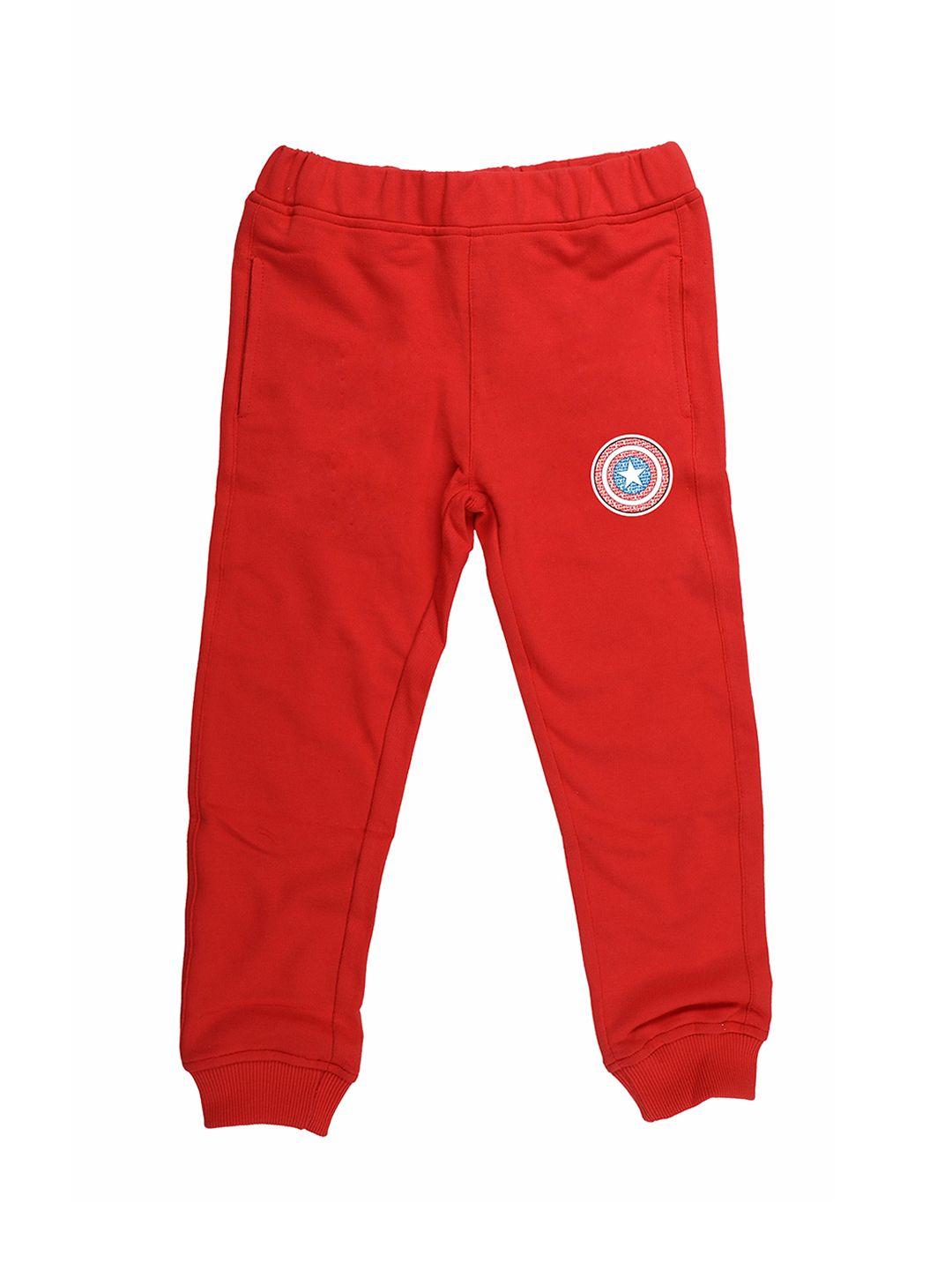 marvel by wear your mind kids red solid slim fit joggers
