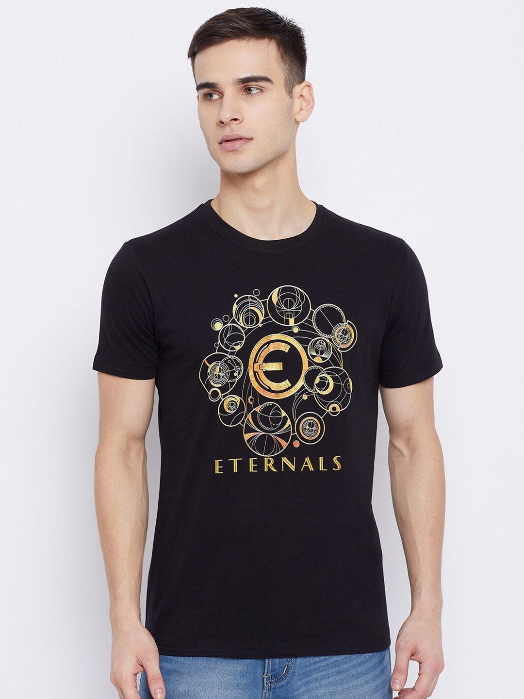 marvel by wear your mind men black eternals printed t-shirt