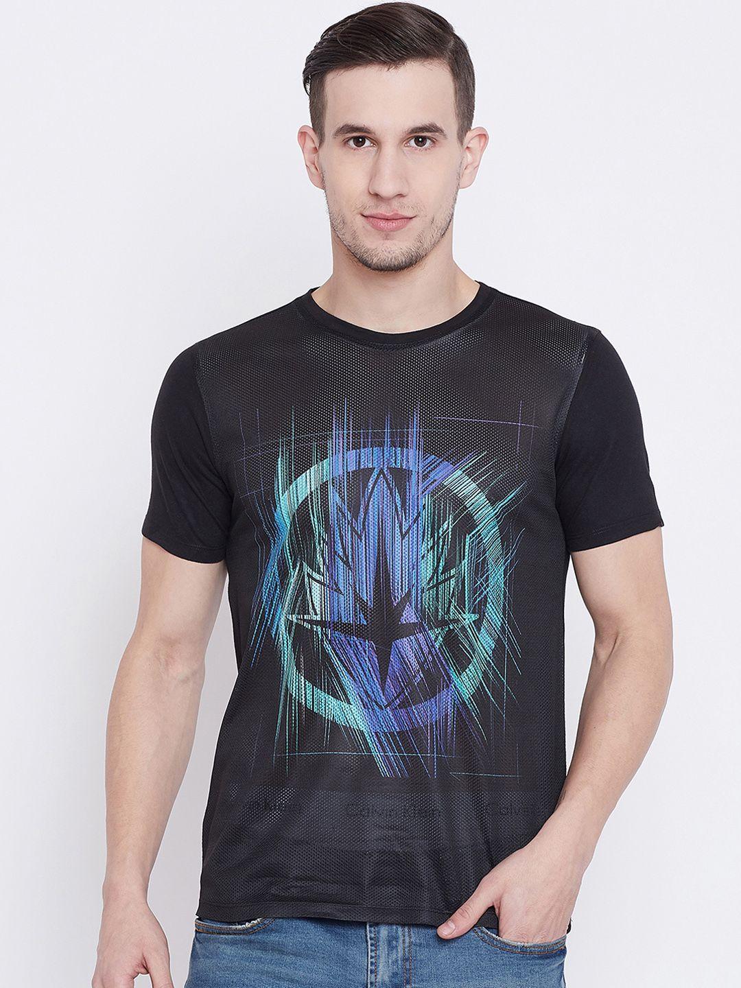 marvel by wear your mind men black printed round neck t-shirt