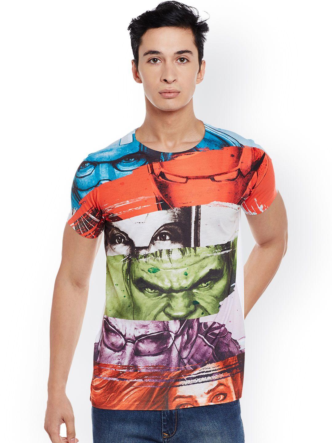 marvel by wear your mind men multicoloured printed round neck t-shirt