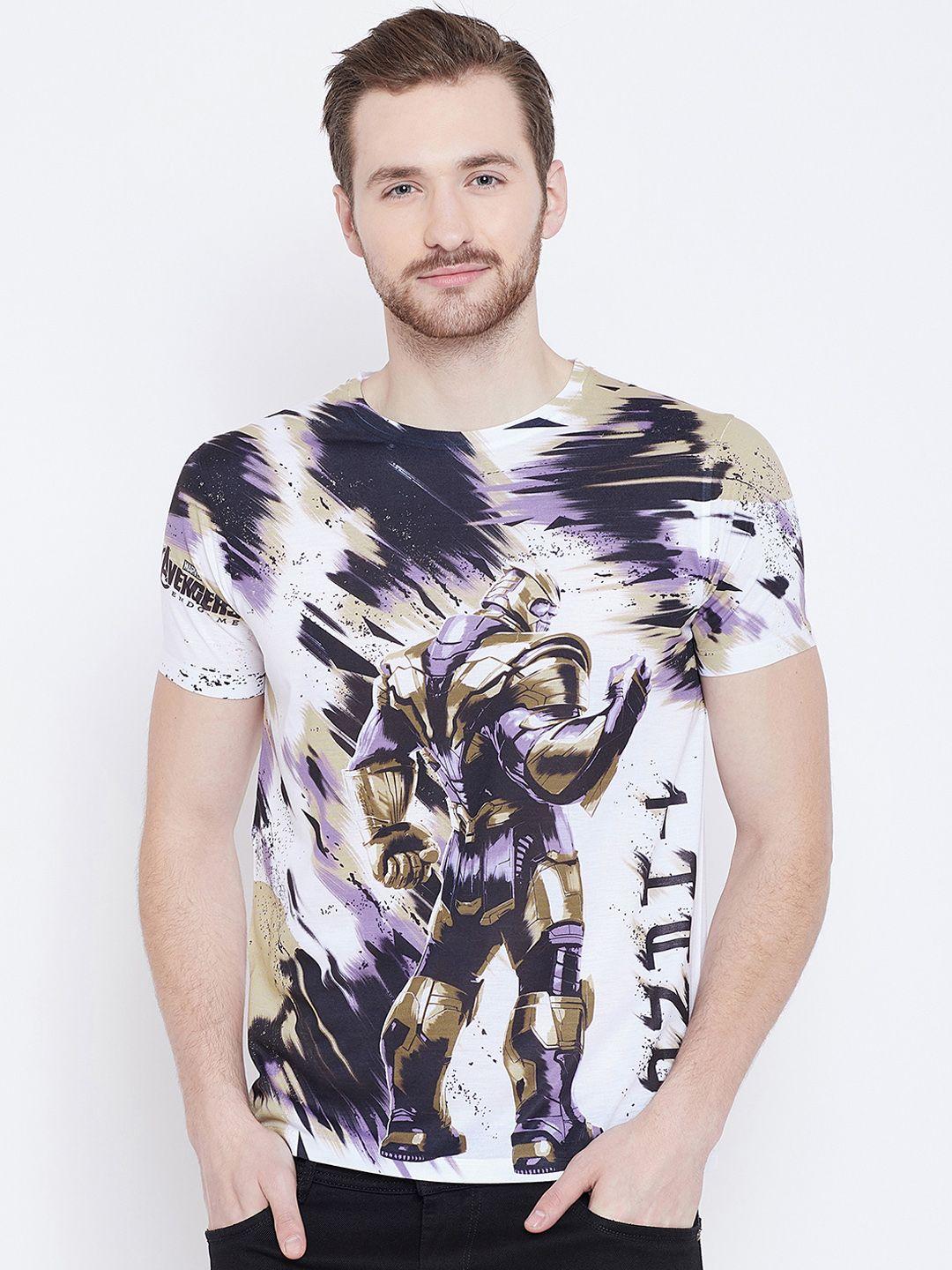 marvel by wear your mind men white printed round neck t-shirt