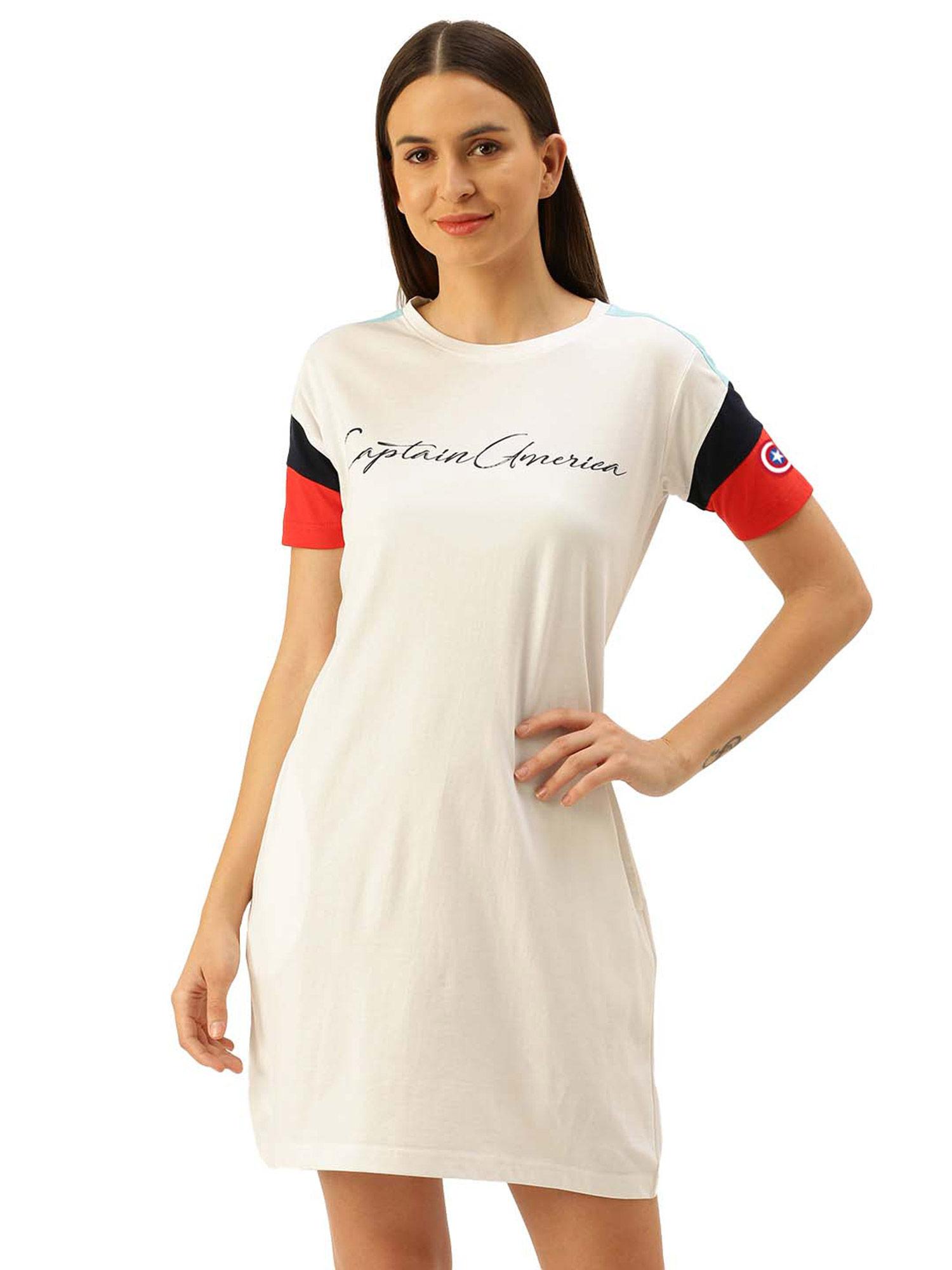marvel captain america printed half sleeve dress for women