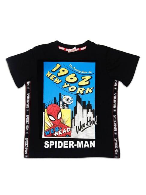 marvel kids black printed t-shirts