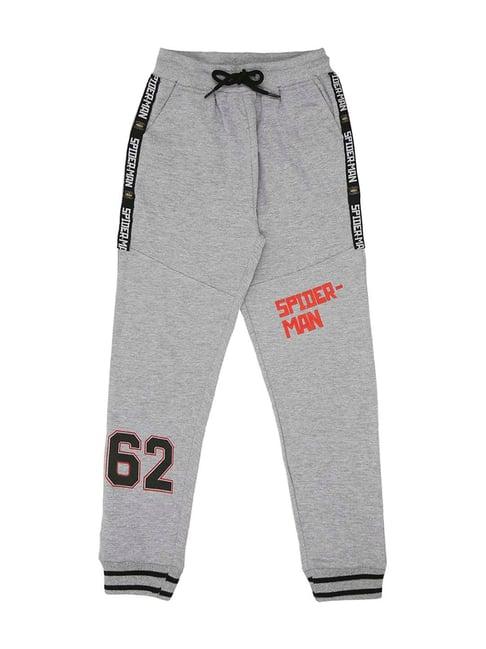 marvel kids grey cotton printed joggers