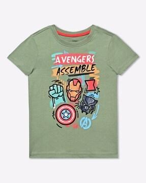 marvel print crew-neck cotton t-shirt