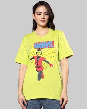 marvel print oversized round-neck t-shirt