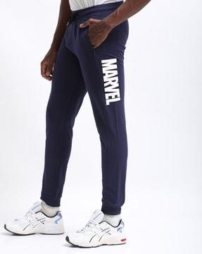 marvel print slim fit joggers with insert pockets