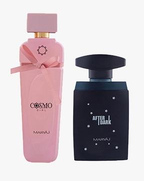 maryaj cosmo girl eau de parfum floral powdery perfume for women & maryaj after dark eau de parfum woody aromatic perfume for men