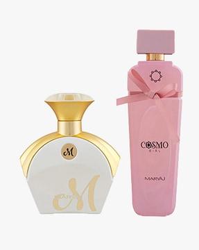 maryaj m white for her eau de parfum floral fruity perfume for women & maryaj cosmo girl eau de parfum floral powdery perfume for women