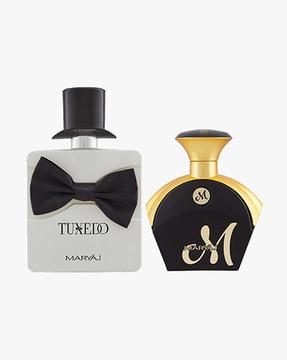 maryaj tuxedo eau de parfum spicy woody perfume for men & maryaj m for her eau de parfum fruity floral perfume for women