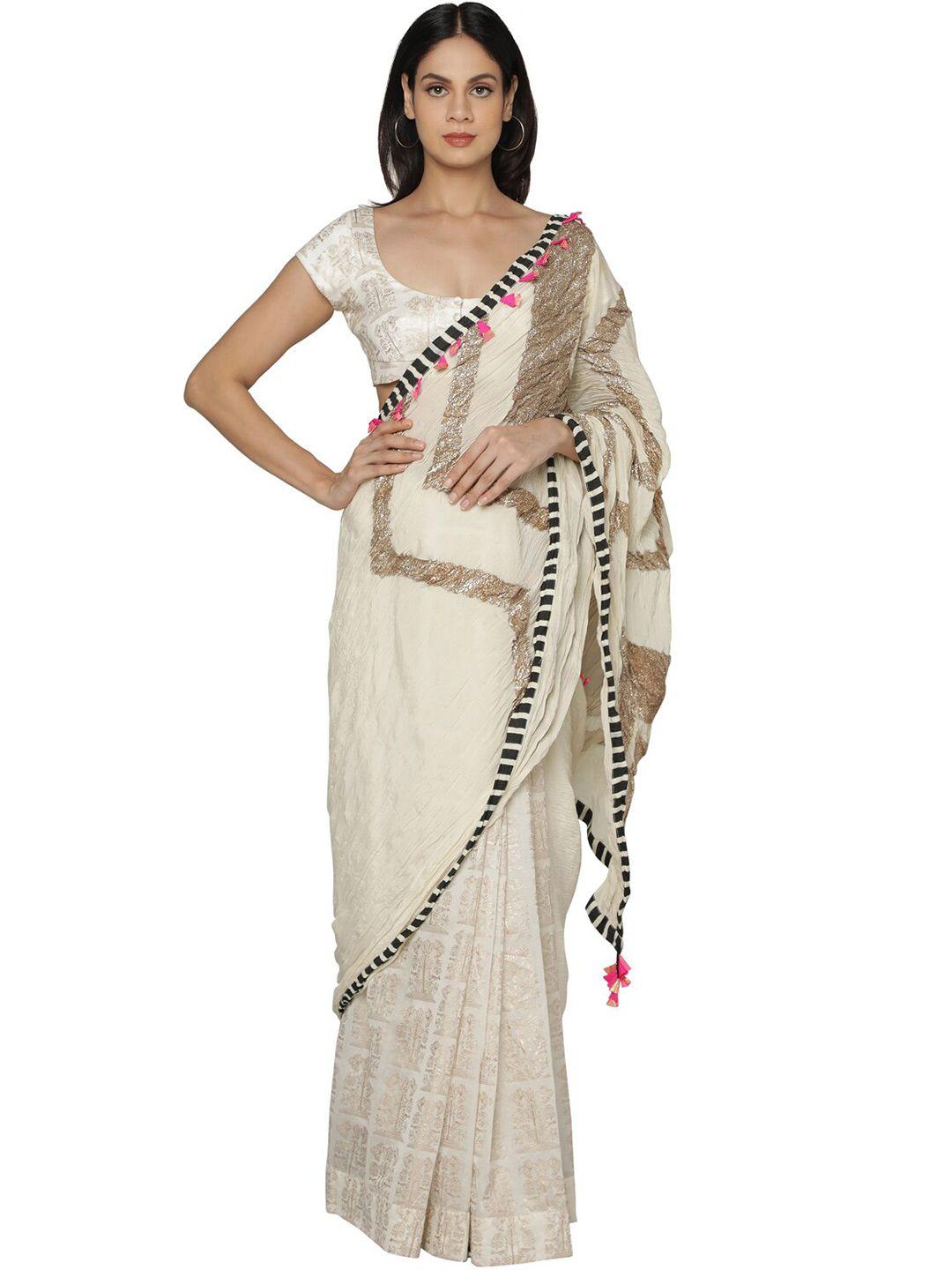 masaba embellished sequinned saree