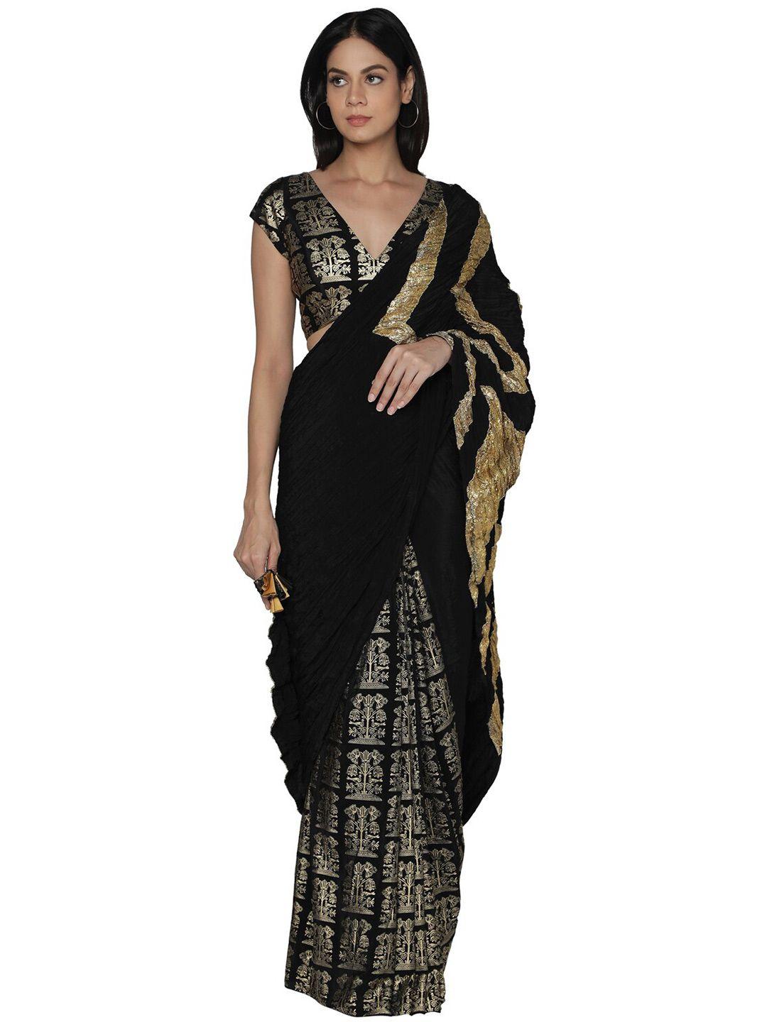 masaba ethnic motifs embroidered silk blend saree