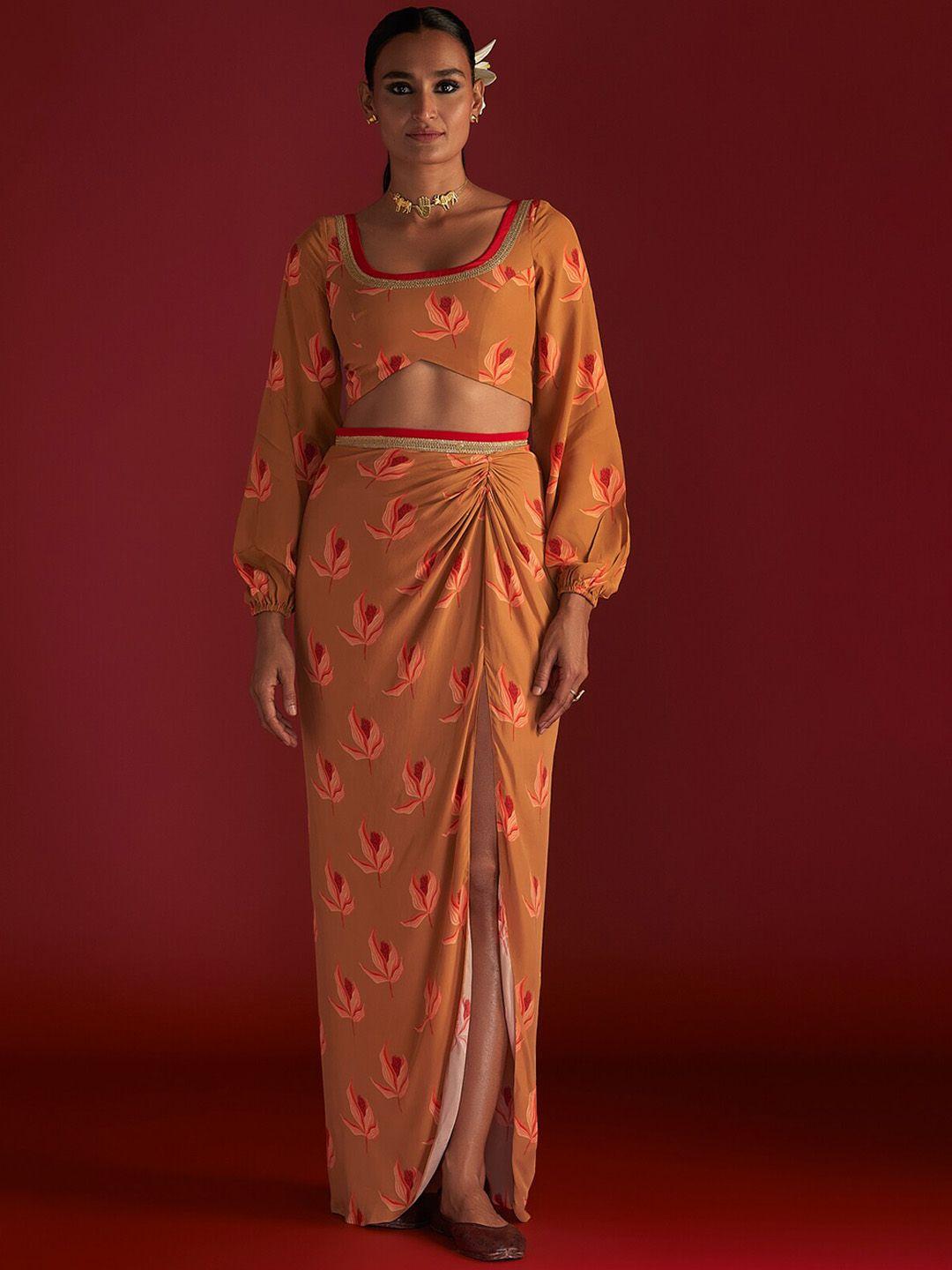 masaba floral printed top & skirt
