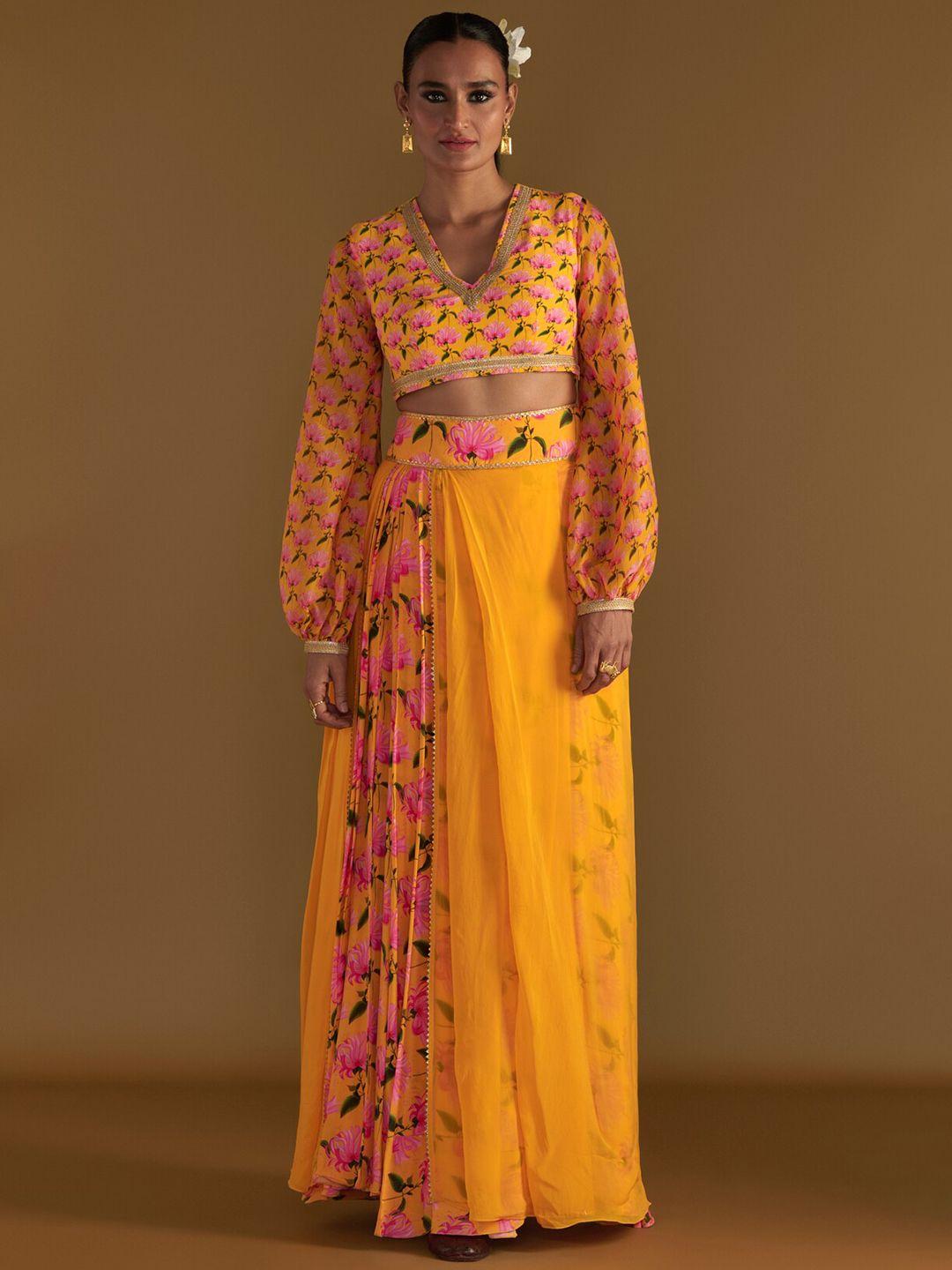 masaba floral printed top & skirt