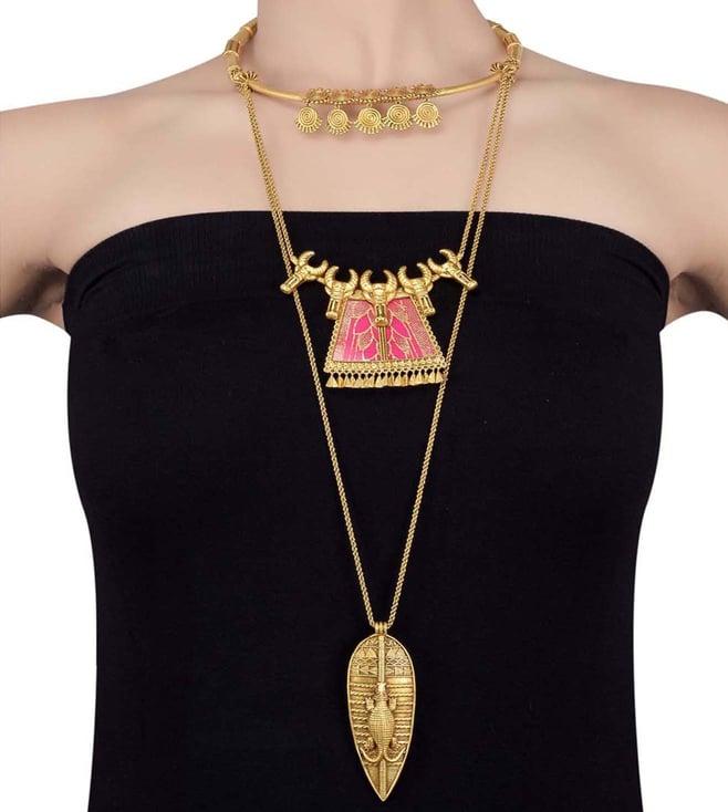 masaba layered tribal myth gold plated casual necklace