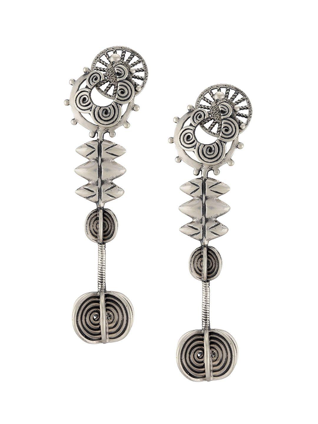 masaba silver-toned contemporary drop earrings