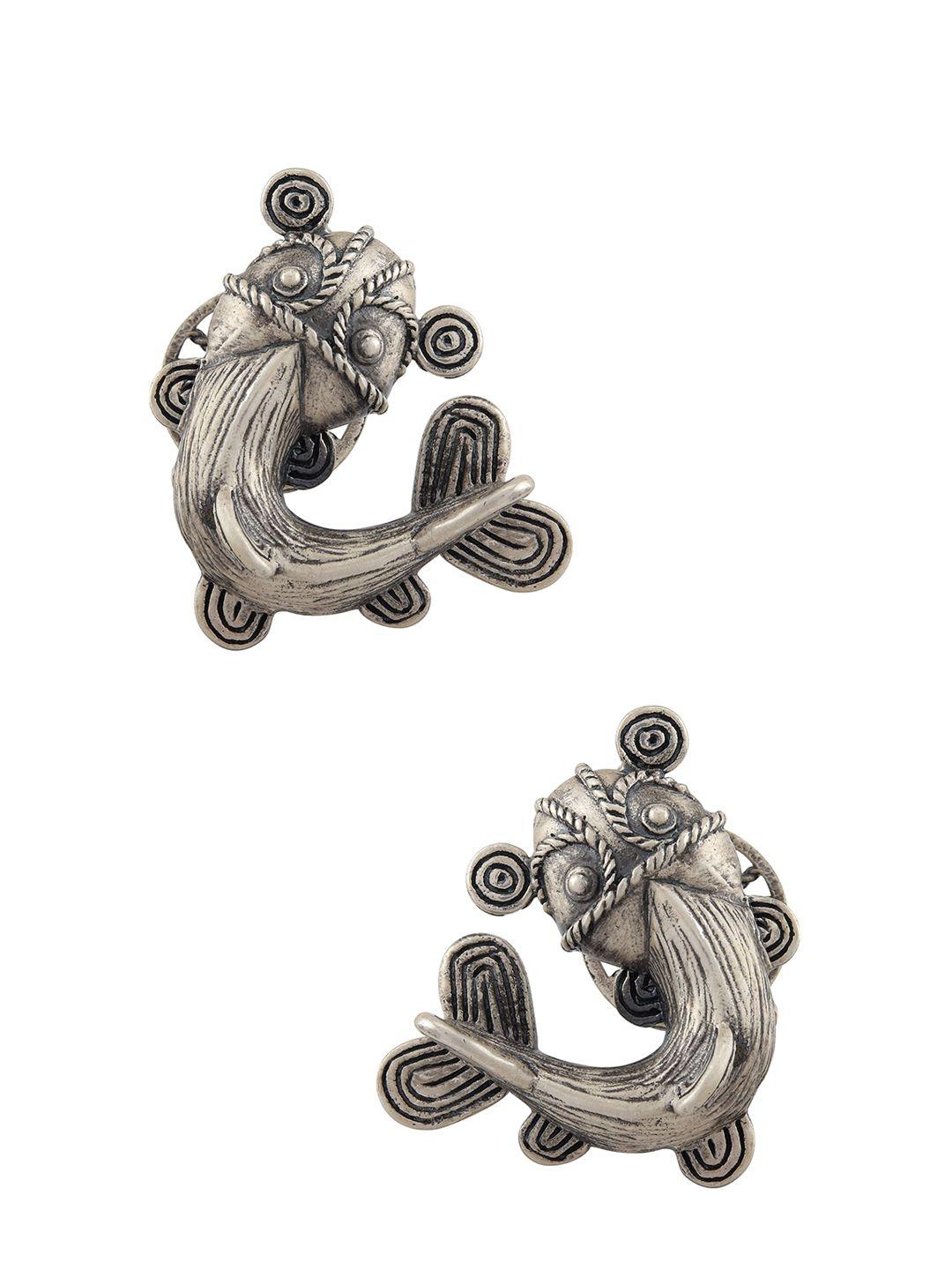 masaba silver-toned contemporary studs earrings