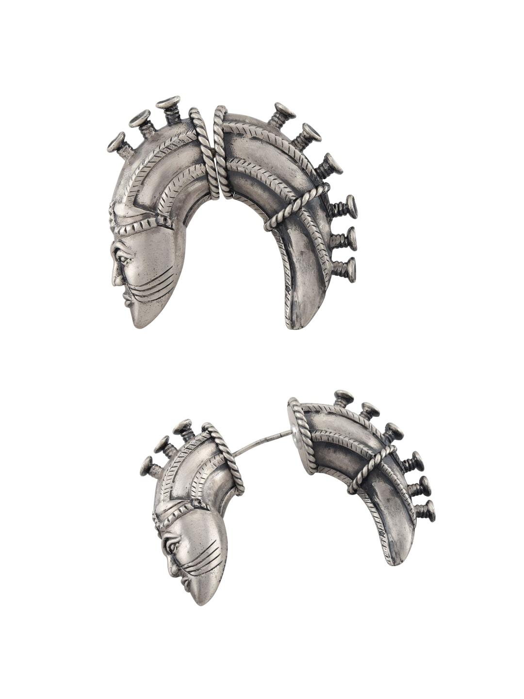 masaba silver-toned contemporary studs earrings