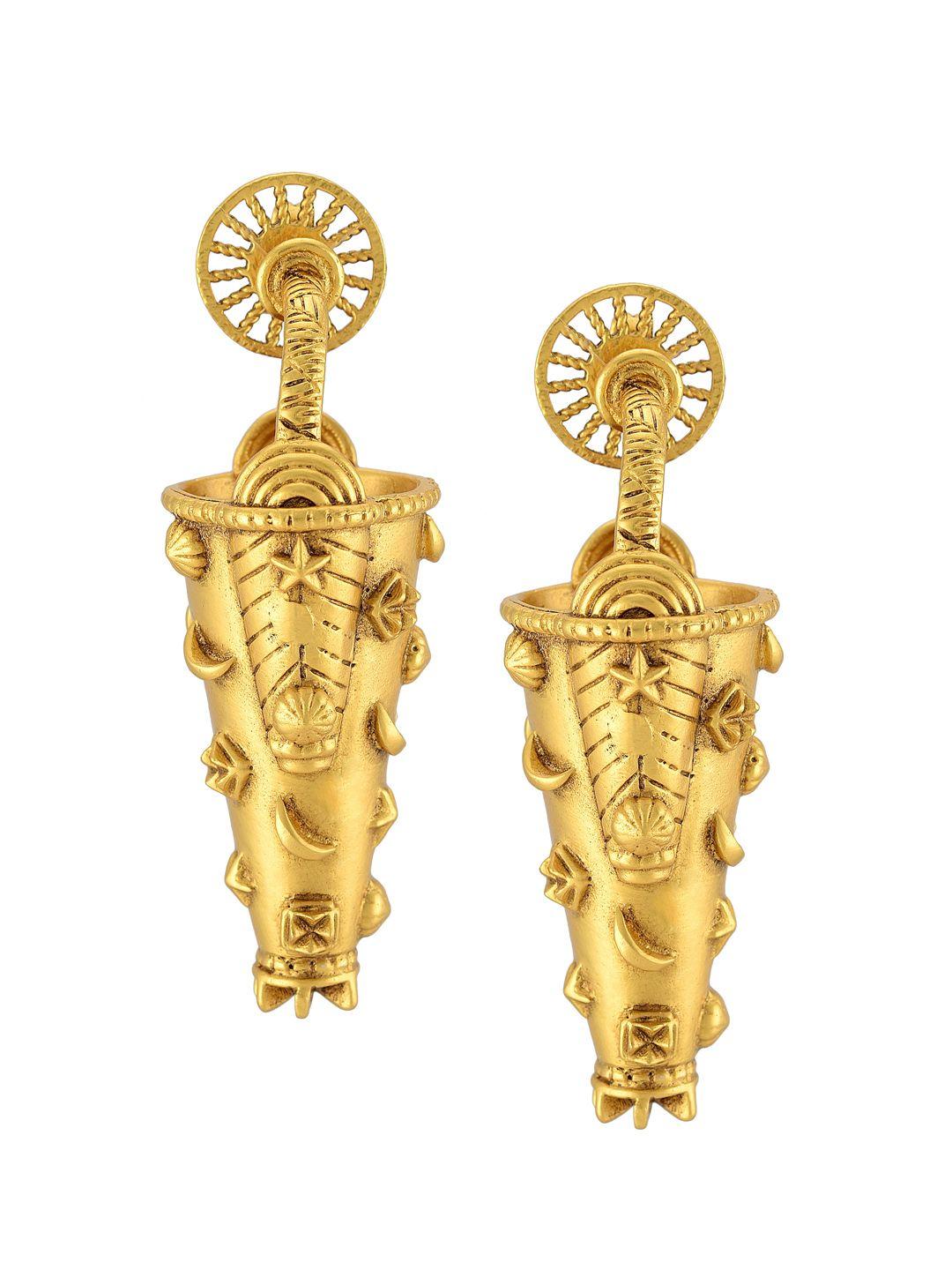 masaba women gold plated gold-toned contemporary drop earrings