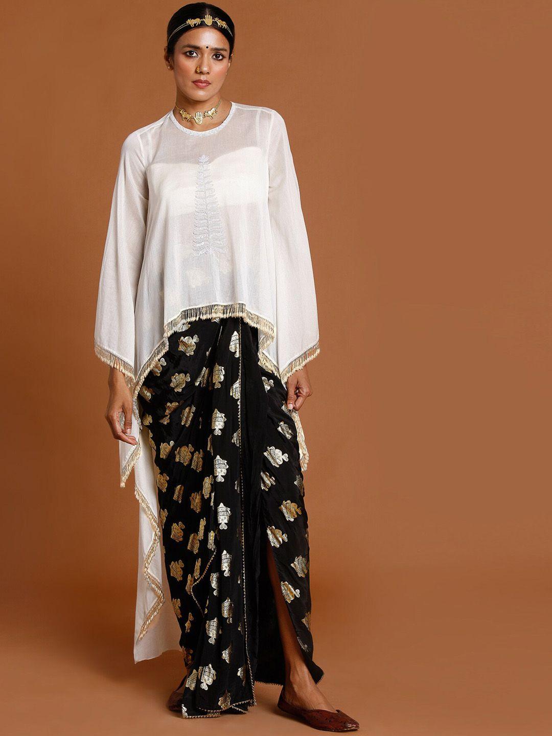 masaba women off-white & black embroidered co-ord set