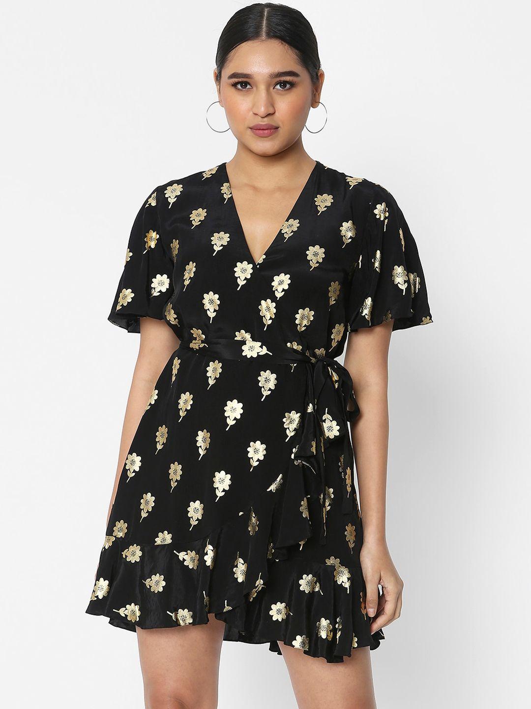 masaba black floral crepe dress