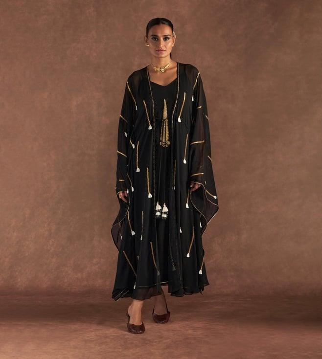 masaba black paan-patti cover-up kaftan